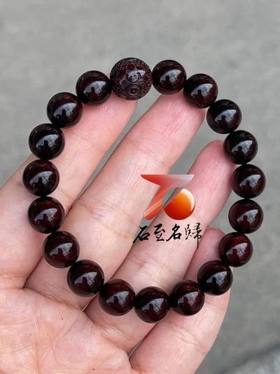 天然 印度小葉紫檀玻璃底老料 高油高密10mm手珠【福在眼前款/素珠款】5