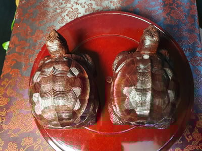 印度小葉紫檀精工【長壽龜】一對8