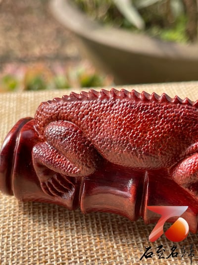 印度小葉紫檀高油密二膘料 湘工雕刻【蜥蜴／吸億】6