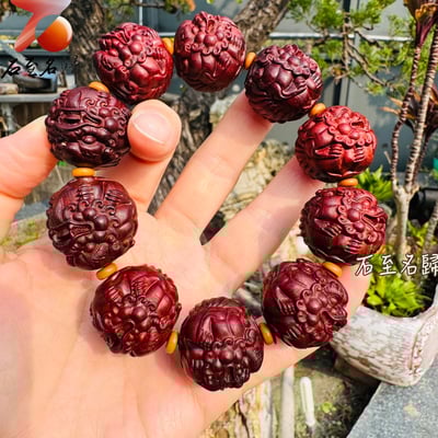 精選天然 印度小葉紫檀老料25mm【招財貔貅】手串1
