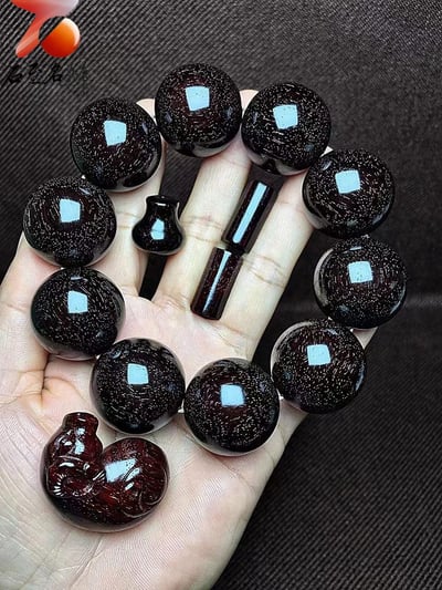印度小葉紫檀老料 泥料黑珍珠25mm手珠【牛轉乾坤】1