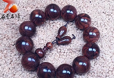 海南黃花梨 極品蜘蛛紋 千年野生林老油梨20mm手珠 重量47.9公克4