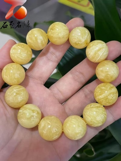 臻藏品 頂級蜜蠟俄料白花手串 奶白級別18.3mm手珠2