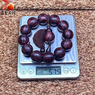 臻藏 一木五串 海南黃花梨絕品紫油梨老料20mm手珠 重量57.5克7