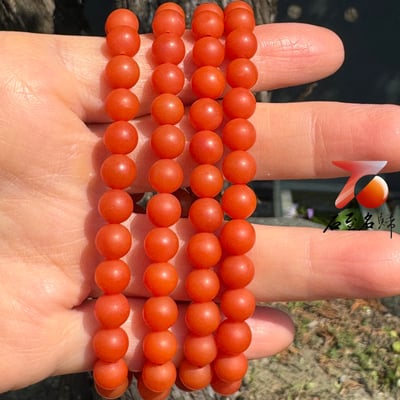 天然 保山南紅瑪瑙 啞光細膩精品7mm×108顆手串4