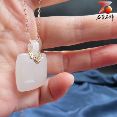 脂白和田玉+18k金項鍊【平安無事牌】4
