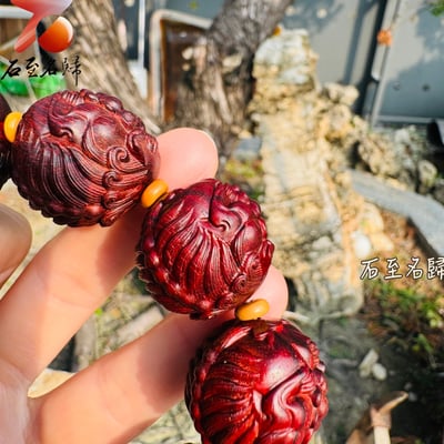 精選天然 印度小葉紫檀老料25mm【招財貔貅】手串7