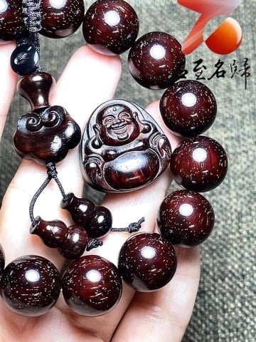 印度小葉紫檀老料15mm滿金星精選 【福氣彌勒】6