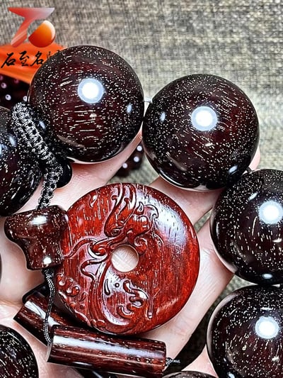 帝王之木 印度小葉紫檀超爆星大豪珠30mm手珠4