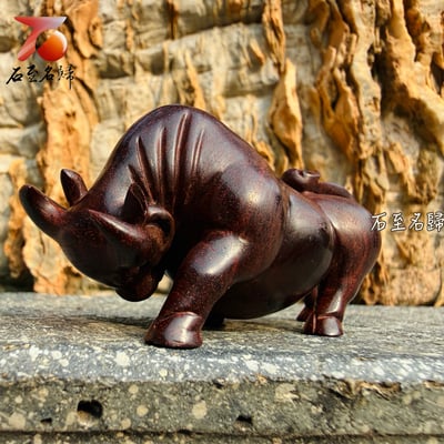 嚴選天然 印度小葉紫檀二膘滿金星琴料 純手工雕刻【聚勢納財牛】3