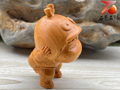 崖柏木雕件【蠟筆小新】高6.2公分4