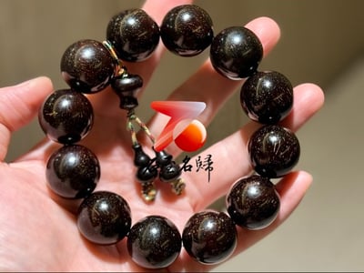 正宗印度小葉紫檀收藏級爆滿金星20mm手珠 附精美收藏禮盒+盤玩袋+盤玩手套7