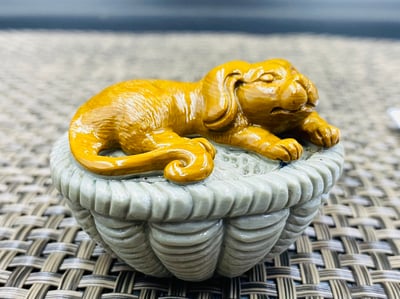 天然巧雕 壽山山秀園石系列【搖籃與小狗】6