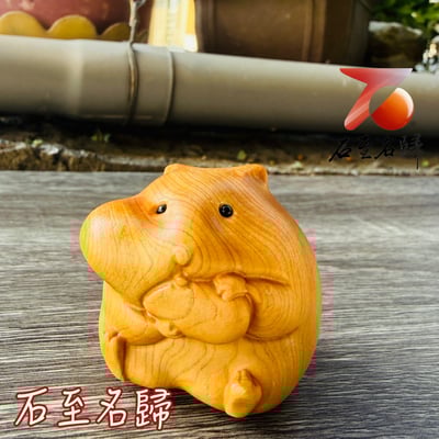 天然崖柏木整料雕刻【倉鼠四兄弟，四鼠四種福】單隻高6公分5