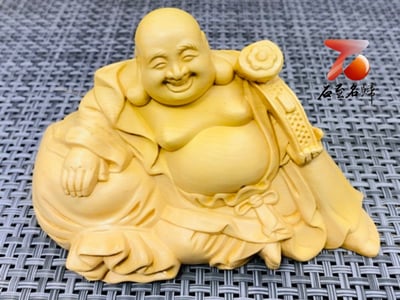 黃楊木精雕作品【吉祥如意彌勒】4