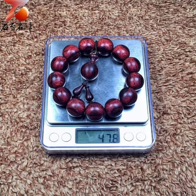 海南黃花梨 紫油梨老料X紋對眼鬼臉18mm手珠 重量47.8克7