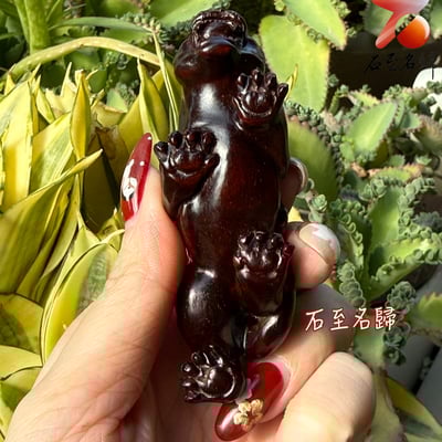 天然 印度小葉紫檀高油密帶金星樹心料 湘工手作【伏勢財豹】4