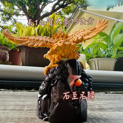 雲南黃金檀+印尼黑檀木底座【大展鴻圖-老鷹】3