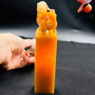老撾三彩荔枝凍瑞獸方印1