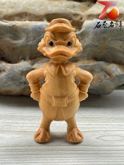 黃楊木雕件【唐老鴨】高7.5公分1