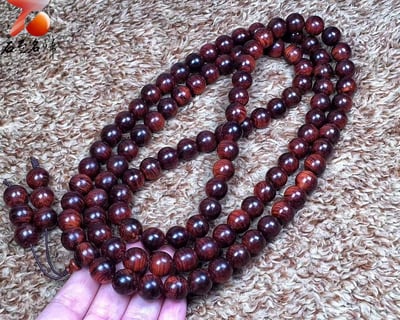 海南黃花梨 限量三串 紫油梨老料12mm×108+6顆10
