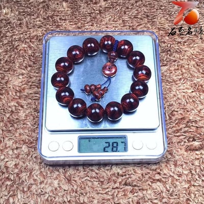 海南黃花梨 老乾料 X紋對眼鬼臉16mm手珠 重量28.7公克7