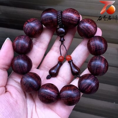 臻品 海南黃花梨紫油梨老料20mm手珠 水波芝麻花 重量50公克1