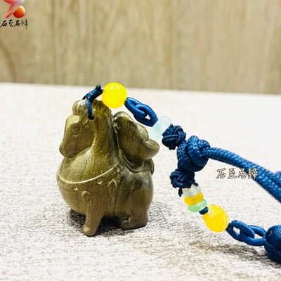 天然金絲楠木小葉楨楠｜嚴選烏木老料（陰沉綠料）【馬上有錢吊飾】4