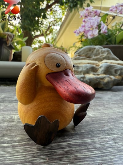 黃楊木+紅花梨木+楓木+烏檀木拼接【可達鴨】神奇寶貝娃娃 寶可夢公仔 Pokemon5