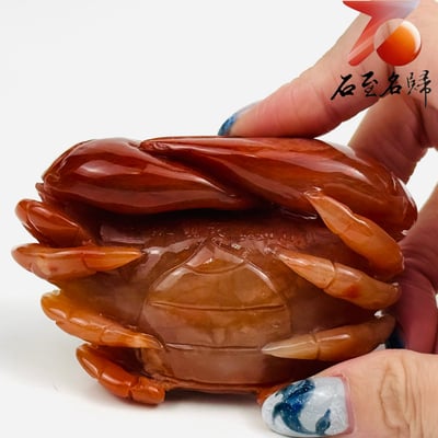 老撾石手工精雕 張國民老師作品【朱甲納福・橫行天下】2