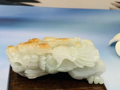 天然A貨 冰糯種三彩翡翠 附收藏證書【飛天招財貔貅】3