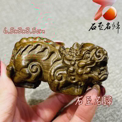 天然金絲楠木小葉楨楠｜嚴選烏木老料（陰沉綠料）【招財貔貅】1