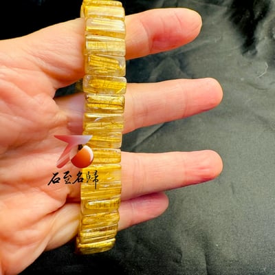 一物一拍｜天然巴西順絲鈦晶水晶手排 寬13.3mm 手圍17公分3