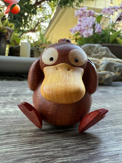 黃楊木+紅花梨木+楓木+烏檀木拼接【可達鴨】神奇寶貝娃娃 寶可夢公仔 Pokemon8
