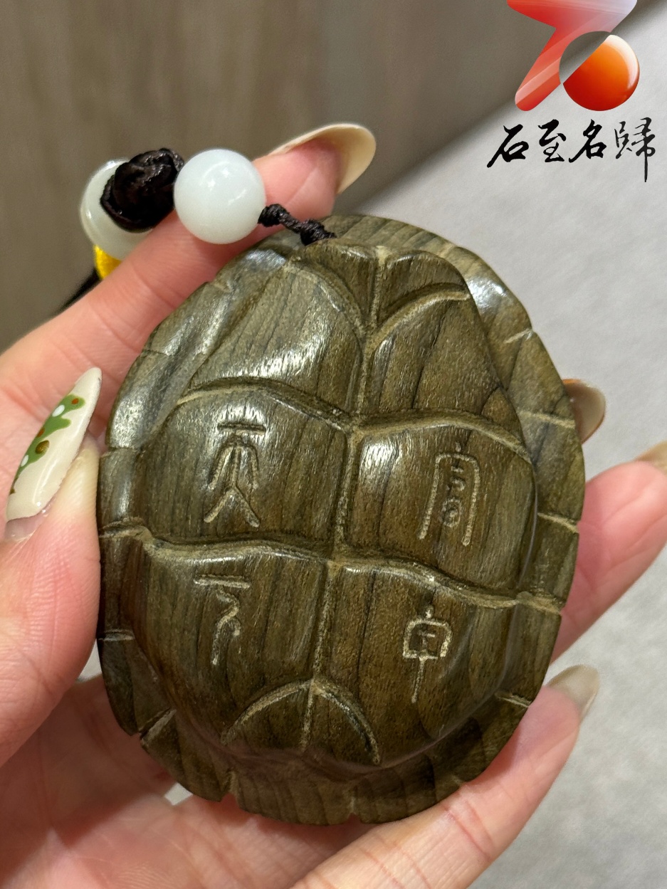 金絲楠木小葉楨楠陰沉綠料雕刻【富甲天下掛件/吊飾】厚實龜殼寓意穩紮穩打，富到發光3