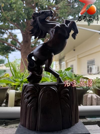 尚比亞紫檀 純手工重量級雕件【馬到成功】氣勢非凡｜鎮宅旺運首選2