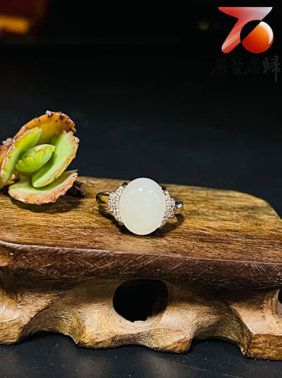 精緻典雅 和田玉戒指＆耳環 一物一拍 附鑑定贈書＋精美收藏禮盒 鑲嵌義大利925銀台子5