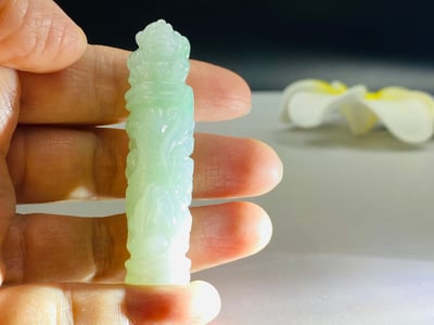 翠青翡翠【龍柱招財貔貅印】2