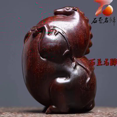 天然 印度小葉紫檀滿金星+純手工精雕【富貴有餘-唐馬】4