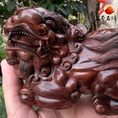 海南黃花梨 極品紫油梨製作【御財貔貅】2