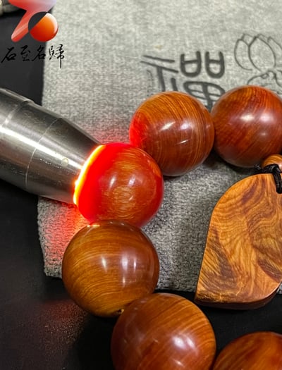 城口崖柏玉化虎皮紋透光25mm手珠(25mm x 10顆）3