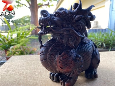 印度小葉紫檀雞血紅泥料【鎮宅招財降瑞-麒麟】4