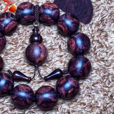 臻藏 一木五串 海南黃花梨絕品紫油梨老料20mm手珠 重量53.4克3