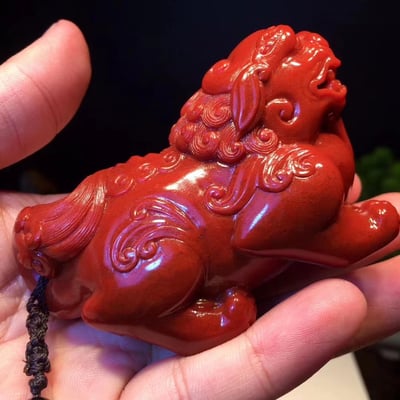 精品-純正朱砂紅貔貅手把件【招財貔貅】2