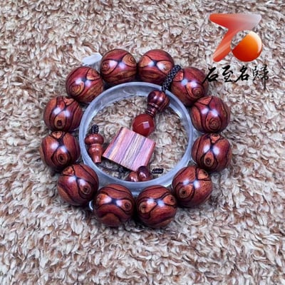 海南黃花梨野生料手珠20mm×12顆 重量47.5公克3