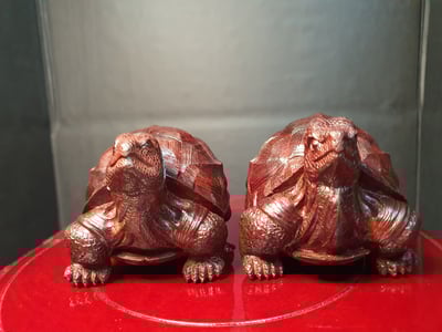 印度小葉紫檀精工【長壽龜】一對4