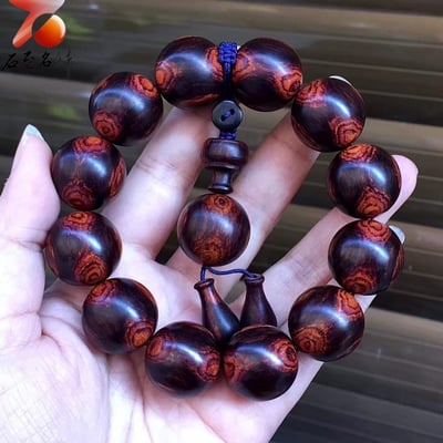臻藏 海南黃花梨紫油梨老料20mm手珠 重量49.3克 4