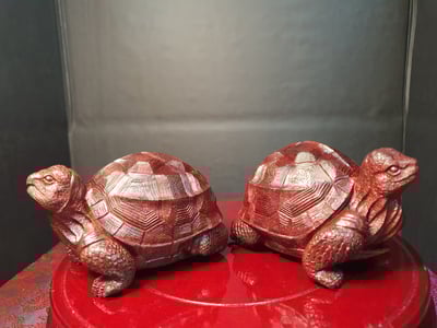 印度小葉紫檀精工【長壽龜】一對6