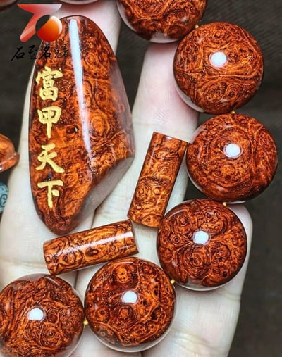 超漂亮印度小葉紫檀20mm泥料爆滿瘤疤【富甲天下】5