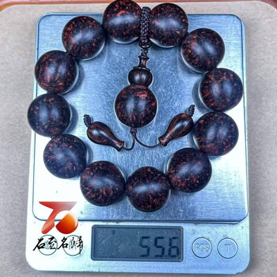 天然 海南黃花梨紫油梨老料臻藏品【爆滿芝麻花瘤疤王20mm手珠】7